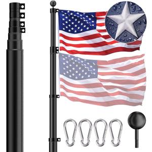 TOCRETOARE Heavy Duty Telescoping Flag Pole Kit, 20 FT 12 Gauge Extra Thick Aluminum Flagpoles for Outside House in Ground, 3x5 Embroidered American Flag for Residential or Commercial Use