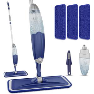 Microfiber Spray Mop for Floors Cleaning: Wet Dry Hardwood Floor Mops with 3 Washable Pads for Swiffer Powermop - Flat Mop with Sprayer for Tile Wood Laminate Vinyl Marble Floor (22.4 oz(635ML) Blue Mop)