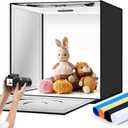 Light Box Photography 20"x20" with 80LED Lights and 4 Color Backdrops Photo Box with Lights, Foldable Light Box with Adjustable Brightness, 6000-6500K Dimmable Portable Picture Box Shooting