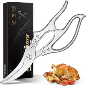 Poultry Shears  Heavy Duty Kitchen Shears & Multipurpose Kitchen Scissors for Meat, Chicken, Fish & Vegetables, High Carbon Stainless Steel, Safety Lock, Dishwasher Safe
