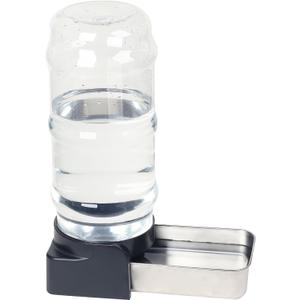 PAKEWAY Large Capacity Gravity Water Dispenser for Dogs, 2.3 Gallon Stainless Steel Pet Water Bowl for Medium & Large Pets, Low Refill Automatic Waterer with Filters (Silver)