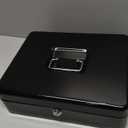 KYODOLED Locking Cash Box with Lock, Money Box with Cash Tray, Lock Safe Box with Key, Money Saving Organizer,11.81Lx 9.45Wx 3.54H Inches, Black XL Large