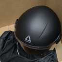TRIANGLE Open Face Motorcycle Helmet Retro 3/4 Helmets with Clear Visor for Men Women DOT Approved, Medium (Black)