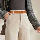 Women's Fashion Classic Metal Buckle Leather Belt with Jeans Dress (36-39 (Pant 18-20), Add-dark Orange-gold)