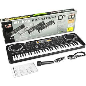 61 Key Piano Keyboard, Beginner Electronic Keyboard for Kids with Teaching Mode, 6 Demo Songs, 16 Tones, Microphone and Power Supply, Kids Piano Keyboard for Birthday Gift
