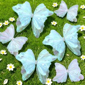 6 Pcs Giant Artificial Butterfly Party Decorations, 20 Inch and 12 Inch 3D Silk Hanging Butterflies for Baby Shower Decorations Girls Women Paper Flowers for Wall Decoration