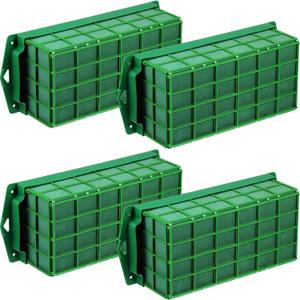 Boao 4 Pieces Floral Foam Cage Holder with Floral Foam for Fresh Flowers Cage Bowl for Table Centerpiece Flower Arrangement, Rectangle, 11.8 x 4.7 x 3.1 Inch