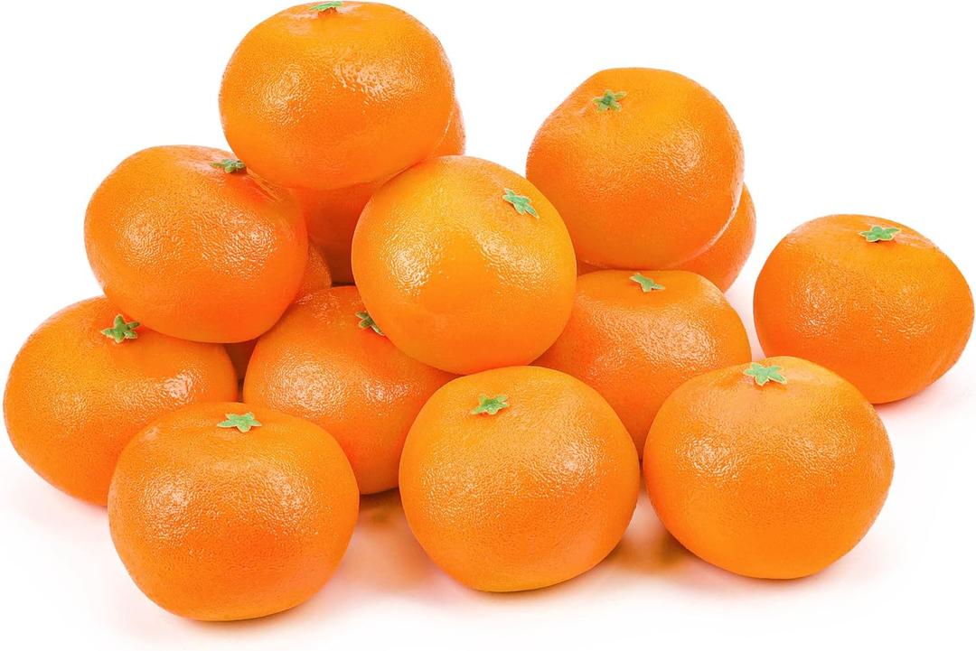 Toopify 16 Pcs Artificial Oranges, Decorative Fake Oranges for Decoration Lifelike, Realistic Fake Fruit Oranges for Christmas Home Kitchen Festival Party Decoration