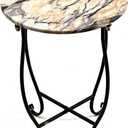 Patio Side Table, Versatile 14" Round Side Table for Balcony Yard Porch Bedside Rocking Chair and Pool Chair, Weather Resistant Metal Accent Table for Indoor Outdoor Use, Easy Assembly, 14 inches x 14 inches x 17 inches