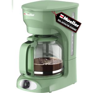 MELLERHOME 12-Cup Drip Green Coffee Maker, Borosilicate Carafe, Auto-Off, Reusable Filter, Anti-Drip, Keep-Warm Function, Clear Water Level Window, Green Kitchen Accessories & Dcor (Green)