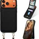 Keallce Case for iPhone 17 Pro Max 6.9'', Crossbody Wallet Case Purse with RFID Blocking 3 Card Holders, Flip Folio Leather Cover with Lanyard Wristlet Strap Women Lady for iPhone 17 Pro Max, Black