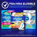 Always Maxi Overnight Feminine Pads with Wings for Women, Size 5, Extra Heavy Overnight Absorbency, Unscented, Up to 100% Leak-Free Protection, 52 Count
