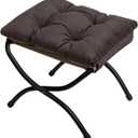 HollyHOME 15"(H) Folding Footrest Stool, Upholstered Small Foldable Ottoman, Accent Padded Sofa Foot Stool for Lazy Chair, Metal Frame Portable Foot Rest Ottoman for Living Room, Bedroom, Coffee (Dark Gray Texture)