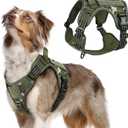 rabbitgoo Tactical Dog Harness Medium Sized Dog, No Pull Military Service Vest with Handle & Molle, Easy Control for Training Walking, Adjustable Reflective Straps, Green camo, M