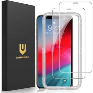 UNBREAKcable 2 Pack Screen Protector for iPhone 11 Pro/XS/S, Military-Grade Shatterproof Tempered Glass [9H+ Hardness] [Easy Installation Frame] [99.99% HD Clear] for Apple iPhone X/XS/11 Pro