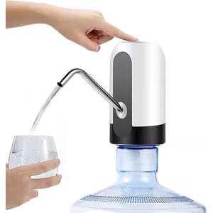 Water Pump for 5 Gallon Bottle, Electric Drinking Water USB Charging Automatic Water Dispenser with Rechargeable Battery, Portable Electric Drinking Water Jug Pump for Home, Camping -White