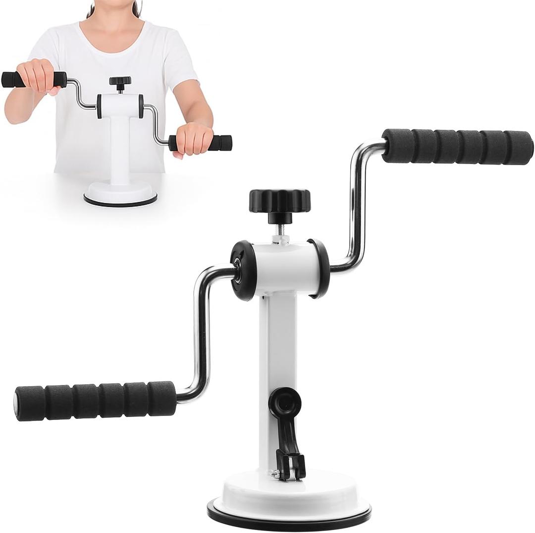 Stroke Rehabilitation Exerciser  Arm Bike Exercise Equipment for Upper Limb Recovery, Adjustable Resistance for Arm & Shoulder Mobility, Strong Suction Base for Seniors and Home Use (Foam Grip)