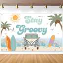 Summer Beach Party Banner Surfing Party Backdrop Decoration Hippie Groovy Photo Booth Prop Supplies for Summer Themed Beach Birthday Party 60's Retro Surfs Up Baby Shower Favors