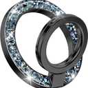 GVIEWIN Magnetic Phone Ring Holder, Compatible with MagSafe Phone Grip with Adjustable Stand, Magnet Phone Ring Kickstand for iPhone 17/16/15/14/13/12 Pro Max Plus Air/Other Phones (Glitter/Black)