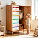 ABCKEY Weekly Kids Clothes Organizer,6-Shelf Hanging Closet Storage with Labels for Monday to Friday,Over the Door or Wall Mount for Home,Dorm,Bedroom (White)