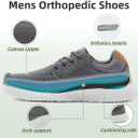 OrthoComfoot Men's Orthopedic Walking Shoes with Arch Support: Comfortable Casual Plantar Fasciitis Shoes for Flat Feet, Adjustable Cushion Orthotic Fashion Sneakers for Foot and Heel Pain (10.5, W2-grey)