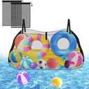 Pool Storage Bag,Adjustable Pool Toys Organizer Hanging Mesh with 2 Extra Mesh for Floats,Inflatable Toys, Pool Accessories-Heavy Duty Reinforced Attaches to Pool Side and Fence62"Lx15.7"Wx40"H)