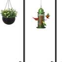 Shepherds Hook for Outdoor Bird Feeders Pole 60 Inch Tall, Adjustable Heavy Duty Garden Hanger Stake Pole with 5 Prong Base, Shiny Black (2 Packs)