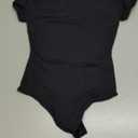 SUUKSESS Women Crew Neck Short Sleeve Thong Bodysuit Shirts Basic Top (X-Small, 01 Black)