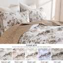 Oversized King Bedspreads 128x120 Extra Wide - Garden Floral Farmhouse Reversible California King Quilt Set Oversized, 3-Piece Lightweight Thin Comforter Coverlet Set, Cal King, Brown/White