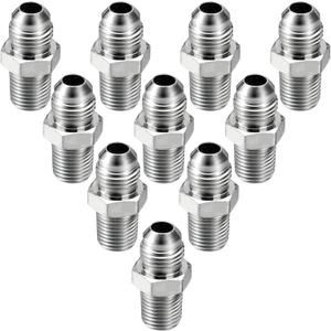 10 Pack Hydraulic Hose Adapter Fittings: 3/8" JIC 37 Male x 1/4" NPT Male, Straight Tube Connectors with Protection Cover