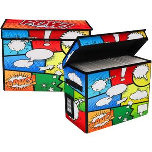 BCW Foldaway Collapsible Comic Book Storage Tote for 125-150 Books (2 Pack, Pow!)