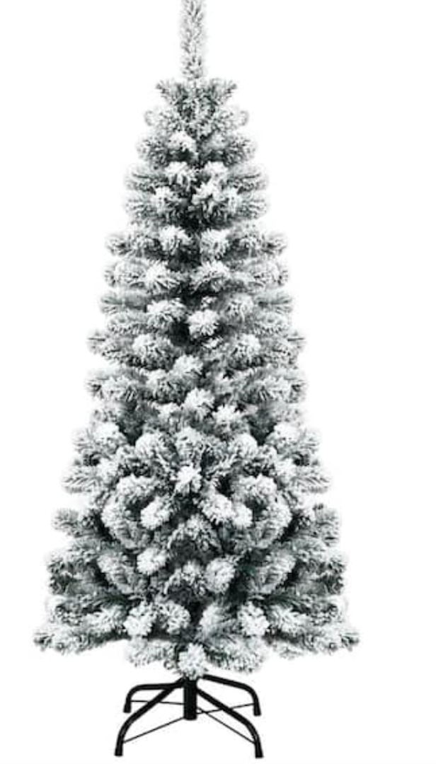 4.5 ft. White Unlit Light Type Flocked Classic Pencil Artificial Christmas Tree with 242 Tips