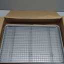 Amazon Basics Ceramic Nonstick Baking Sheets & Cooling Rack Set, Dishwasher Safe, Oven Safe, Half Sheet Size, Gray, 2-Pack