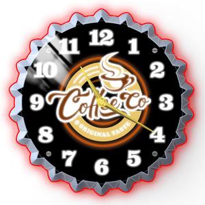 Neon Wall Clock, 12 Inch with Coffee Themed Graphics, 3D Glow Effect, Silent Non Ticking, Ideal for Coffee Shops, Cafs, Game Rooms, Bars, Living Rooms, and Offices Decor