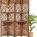 Wooden Room Divider Wall 4 Panel,5.6 ft Tall Room Divider with Shelves,Folding Privacy Screens 67 in for Room Separation Home Office Bedroom (Antique Brown)