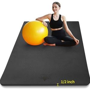 Hatha Yoga Large TPE Yoga Mat 6'x4'x1/2" Extra Thick Non-Slip Exercise Mat - for Yoga Pilates & Home Gym Workouts