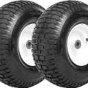 Taifa 2 PCS 15" Pneumatic 6.00-6 Rubber Tires and Air Wheels Replacement with 3/4" Axle Bore Hole, Inflated Wheel for Wheelbarrows,Lawn Mower, Garden Carts, Hand Trucks, Pressure Washers etc.