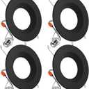 Sunco 4 Pack 5CCT Black LED Recessed 6 Inch, 2700K/3000K/3500K/4000K/5000K Selectable, Dimmable Can Lights, Baffle Trim, 13W=120W, 869 LM, Damp Rated, Retrofit Installation - UL Listed