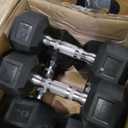 Cap Barbell 150 LB Rubber Coated Hex Dumbbell Hand Weight Set with Vertical Storage Rack - Chrome Handle | Black Rack