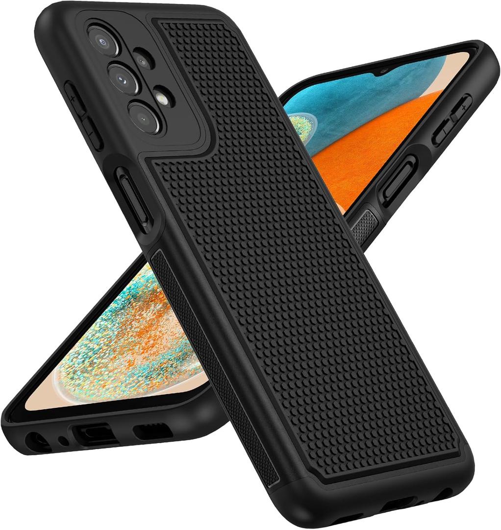 FNTCASE for Samsung Galaxy A23 5G Case: (Samsung Galaxy A23 4G LTE) Dual Layer Protective Heavy Duty Cell Phone Cover Shockproof Rugged with Non Slip Textured Back Bumper - 6.6inch Black