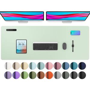 Aothia Large PU Leather Desk Pad Protector - Non-Slip Mouse Pad & Writing Mat for Office/Home, Waterproof, Easy to Clean (48" x 17",Aqua)