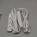 Twin Extension Cord Power Strip - 12FT Dual Extension with Flat Wall Plug, Split Extension Cord with Multiple Outlets,Double Head Outlet for Behind Bed, Couch,Indoor Flush Design(White)