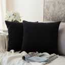 MIULEE Pack of 2, Velvet Soft Solid Decorative Square Throw Pillow Covers Set Cushion Cases Pillowcases for Home, Sofa Bedroom Car 18 x 18 Inch 45 x 45 Cm, Black