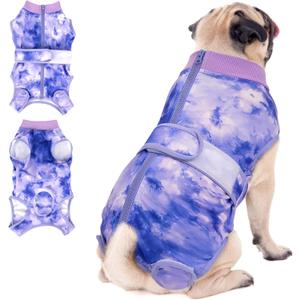 SlowTon Dog Surgery Recovery Suit - Zipper On Dog Onesies After Surgery for Female Male Dogs, Abdominal Wounds Bandages Cone/E-Collar Alternative Dogs Surgical Suit Shirt (Purple,M)