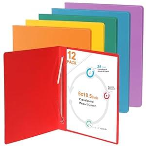 gisgfim 12 Pcs 8 x 10.5'' Pressboard Report Cover 3" Capacity Prong Clip Report Cover Metal Prong Fastener with Compressor Letter Size Presentation Report Folder for Bind Proposal Document
