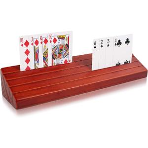 LotFancy Playing Card Holder for Kids, Adults, Seniors, Large Wooden Hands Free Card Holders for Family Card Game Nights, Canasta, Poker Parties, 13.8" Long Version