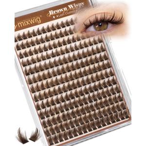 Brown Lash Clusters Wispy Eyelash Clusters 10-14MM Short Spiky Cluster Eyelash Extensions Natural Cluster Lashes Dark Brown Individual Lashes D Curly DIY Lash Extension by Lvmixwig