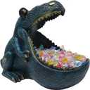 CUZOKOLA Large Animal Candy Dish Decor Dinosaur Statue Bowl for Office Supplies Desk and Novelty Key Bowl for Entryway Table and Blue Playful Teal Big Candy Decorative for Home