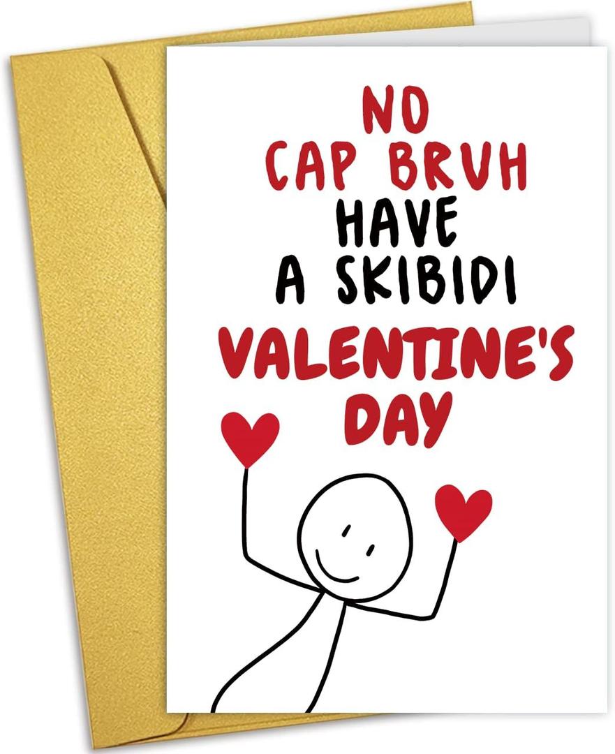 2 x Funny BRUH Valentines Day Card for Boys Girls Teens, Humorous Gen Z Slang Valentine's Day Card Gift for Son Daughter Grandson Granddaughter Nephew Niece Teenager, Gift for Teen (#2)