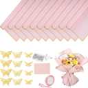 woric 93 Pcs Flower Bouquet Wrapping Paper Kits, 20 Sheets Waterproof Floral Wrapping Paper 10 Greeting Cards 12 Butterfly 50 Flower Pins 1 Roll Ribbon for Graduation Birthday Party Favor